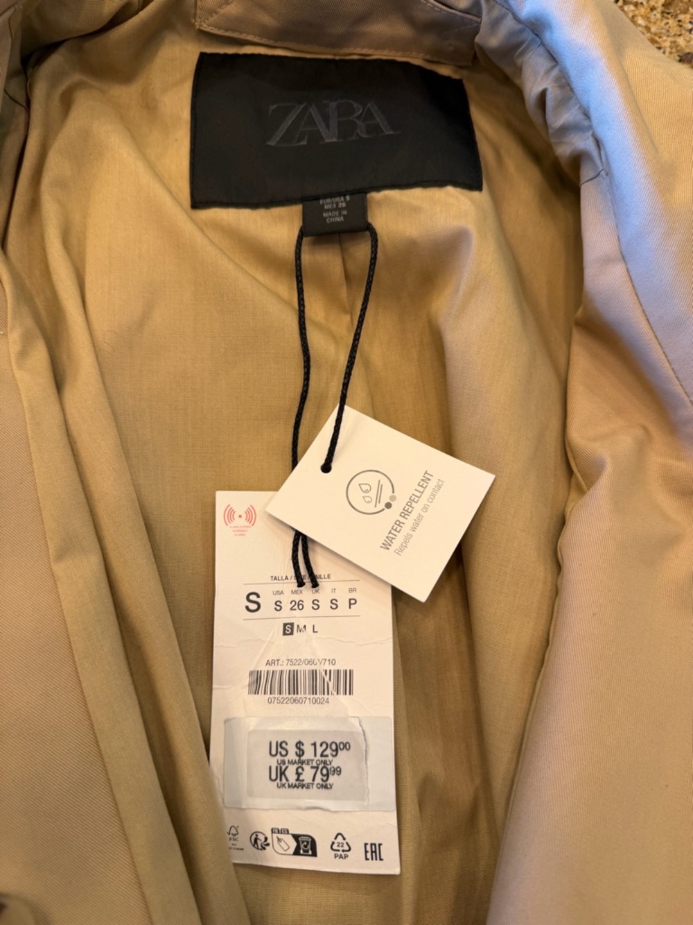 Zara Khaki Belted Short Trench Coat - Picture 7 of 7